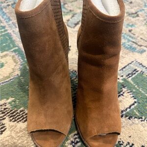 Gianni Bini Tan Suede Peep-Toe Ankle Booties